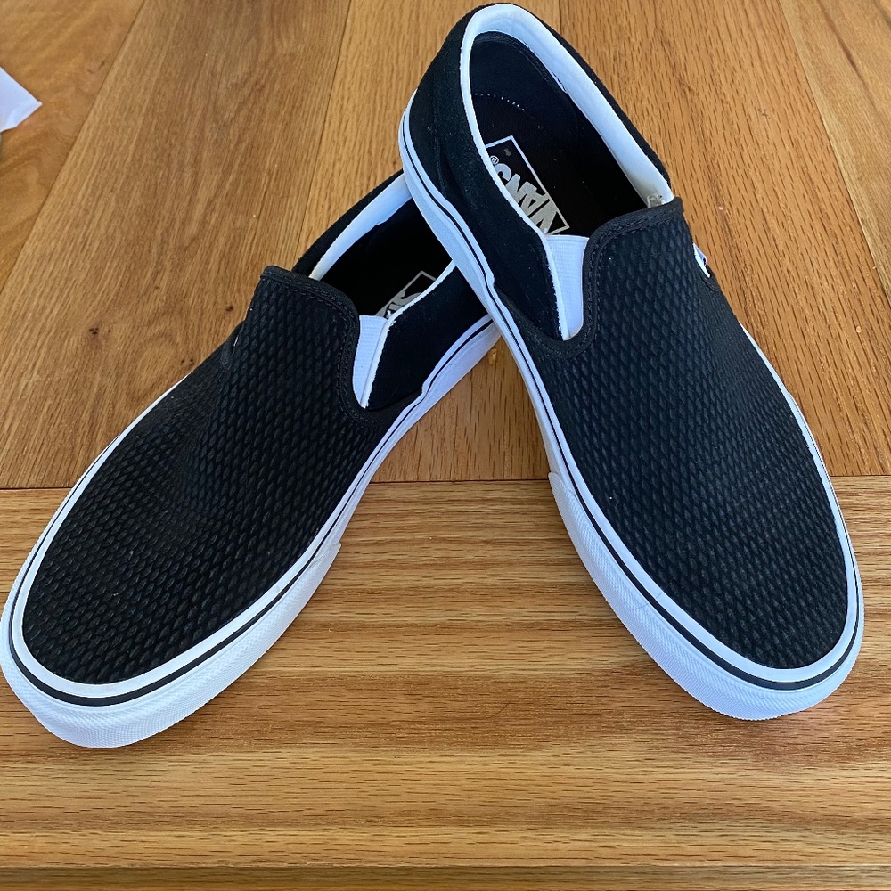 Vans Black Embossed Suede Slip On